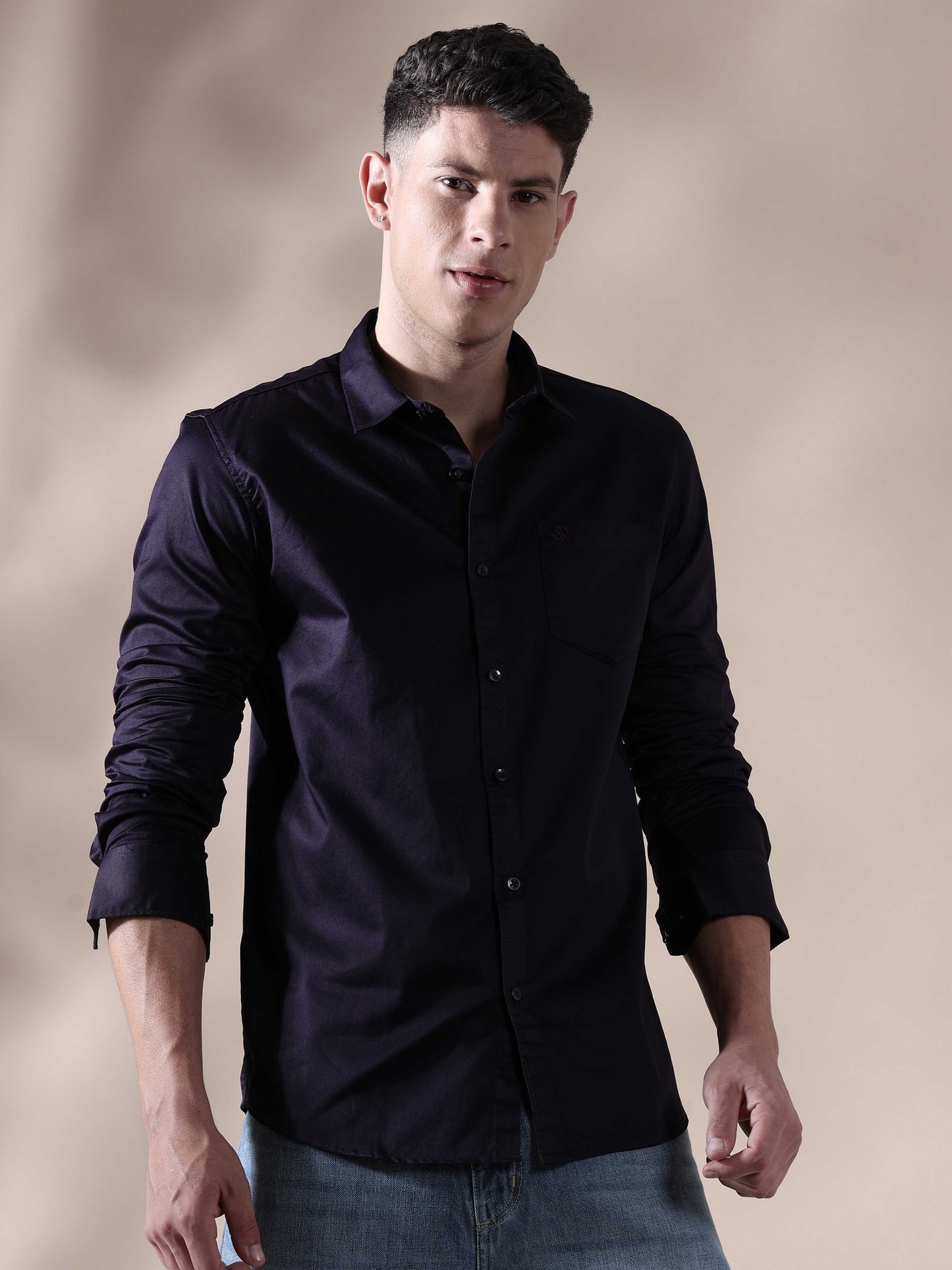 One-tone Violet Satin shirt for Men 