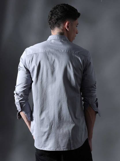 One-tone Grey Satin shirt for Men 