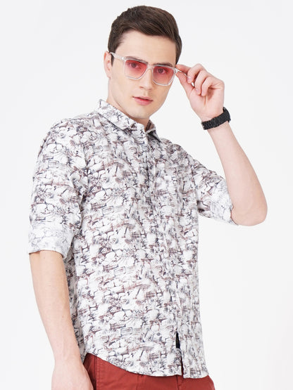 French Grey All Over Printed Shirt for Men 