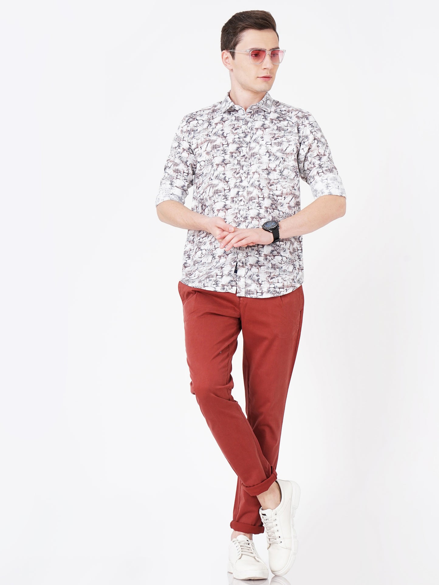 French Grey All Over Printed Shirt for Men 