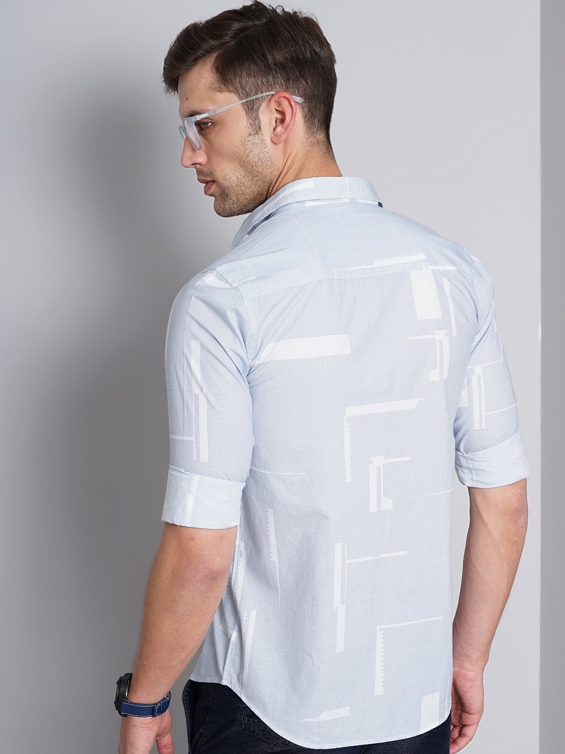 Cool Grey Abstract Printed Shirt for Men 