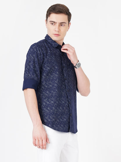 Navy All Over Printed Shirt for Men 