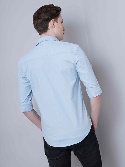 Pale Aqua Solid Shirt for Men 