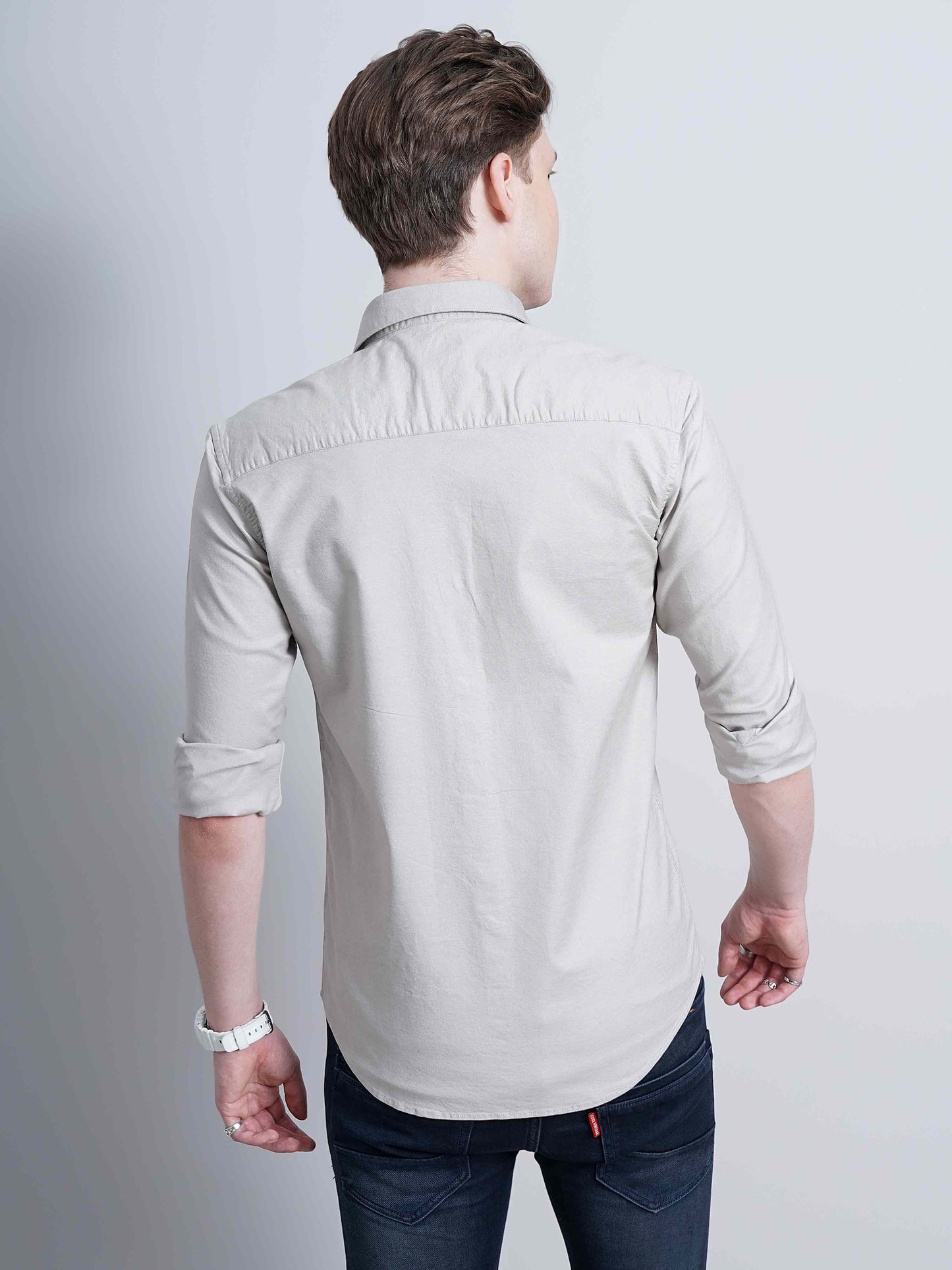 Quill Grey Solid Shirt for Men 