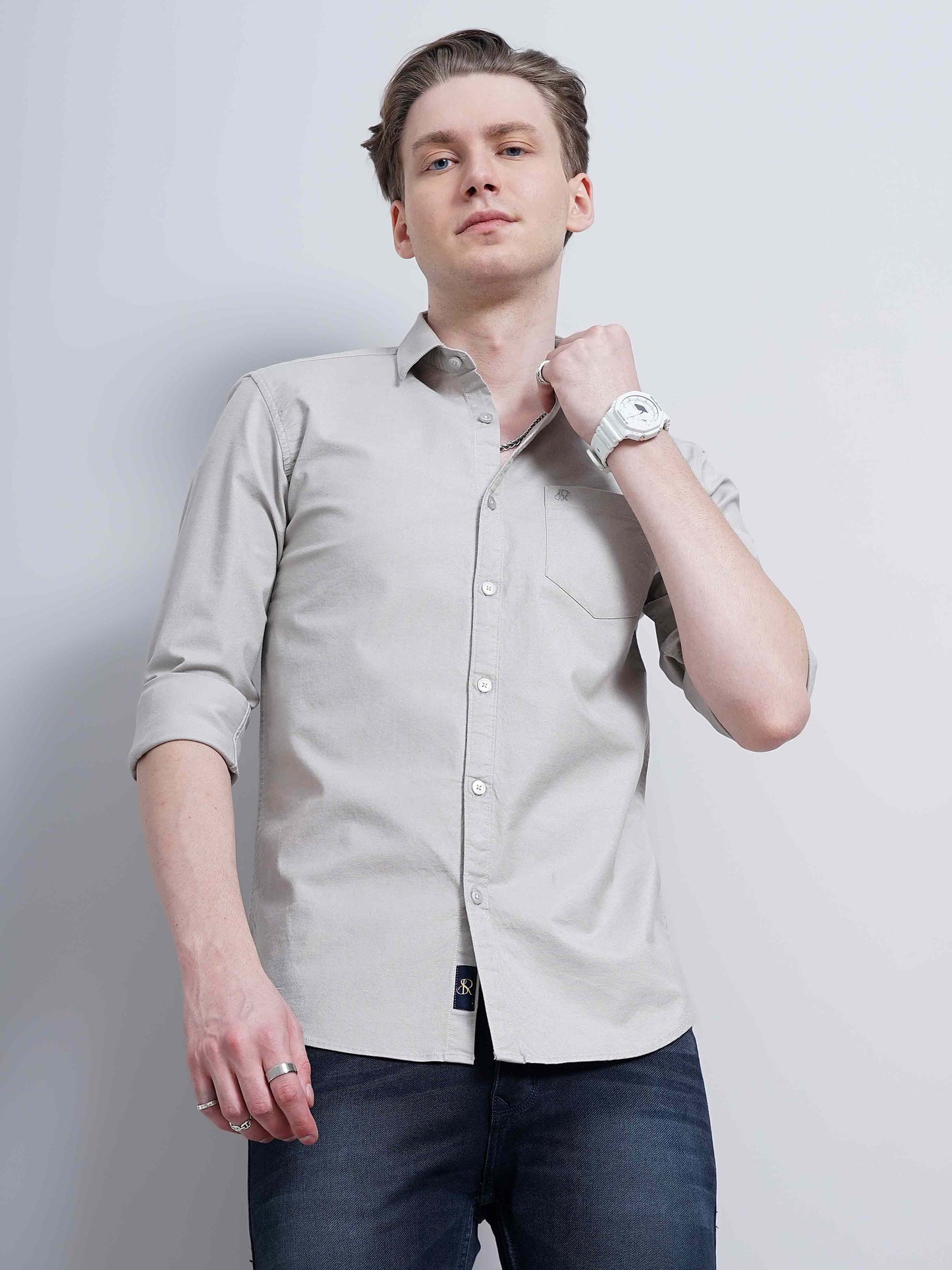 Quill Grey Solid Shirt for Men 