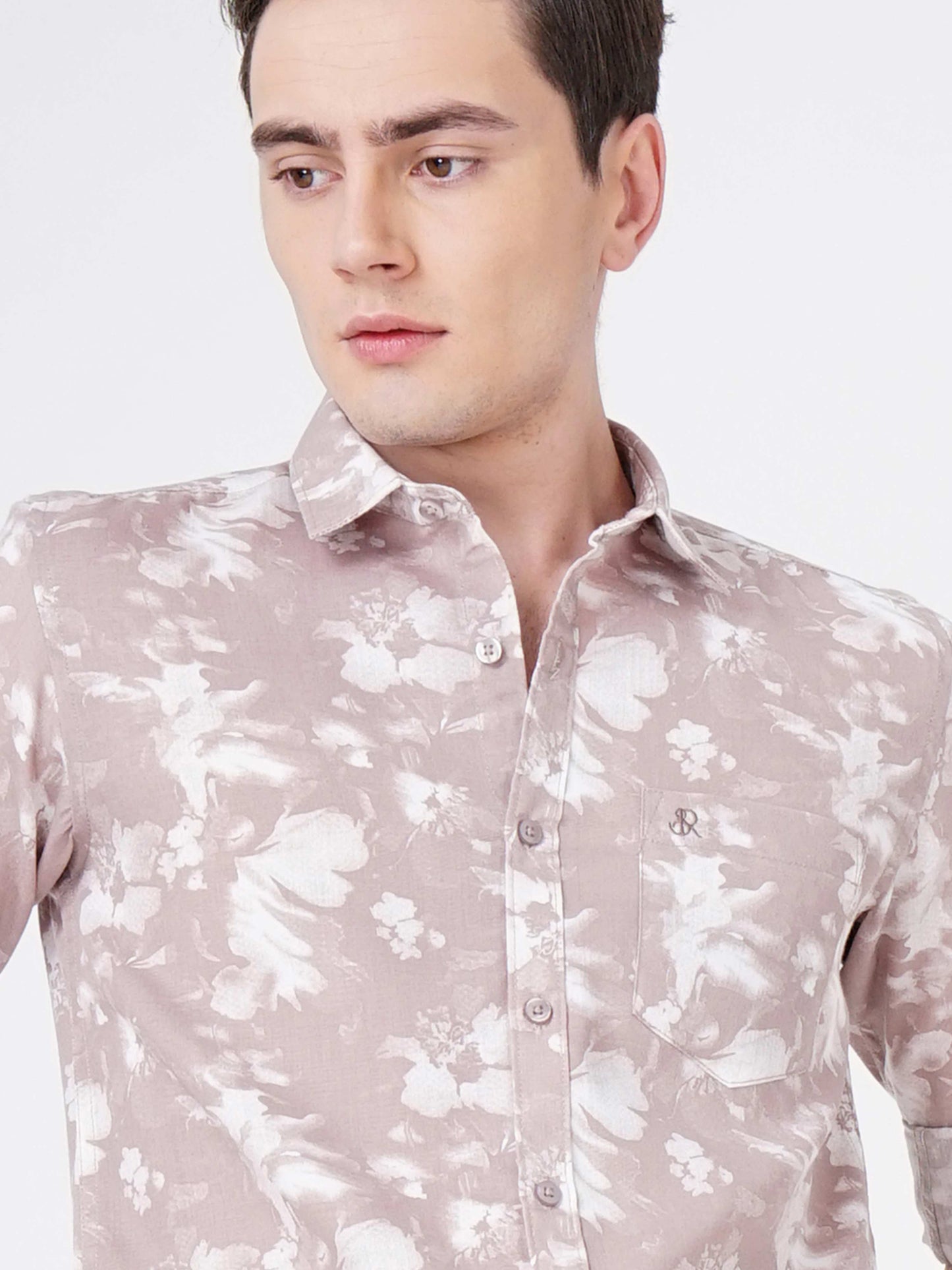 Oyster Pink Color Splash Shirt for Men 