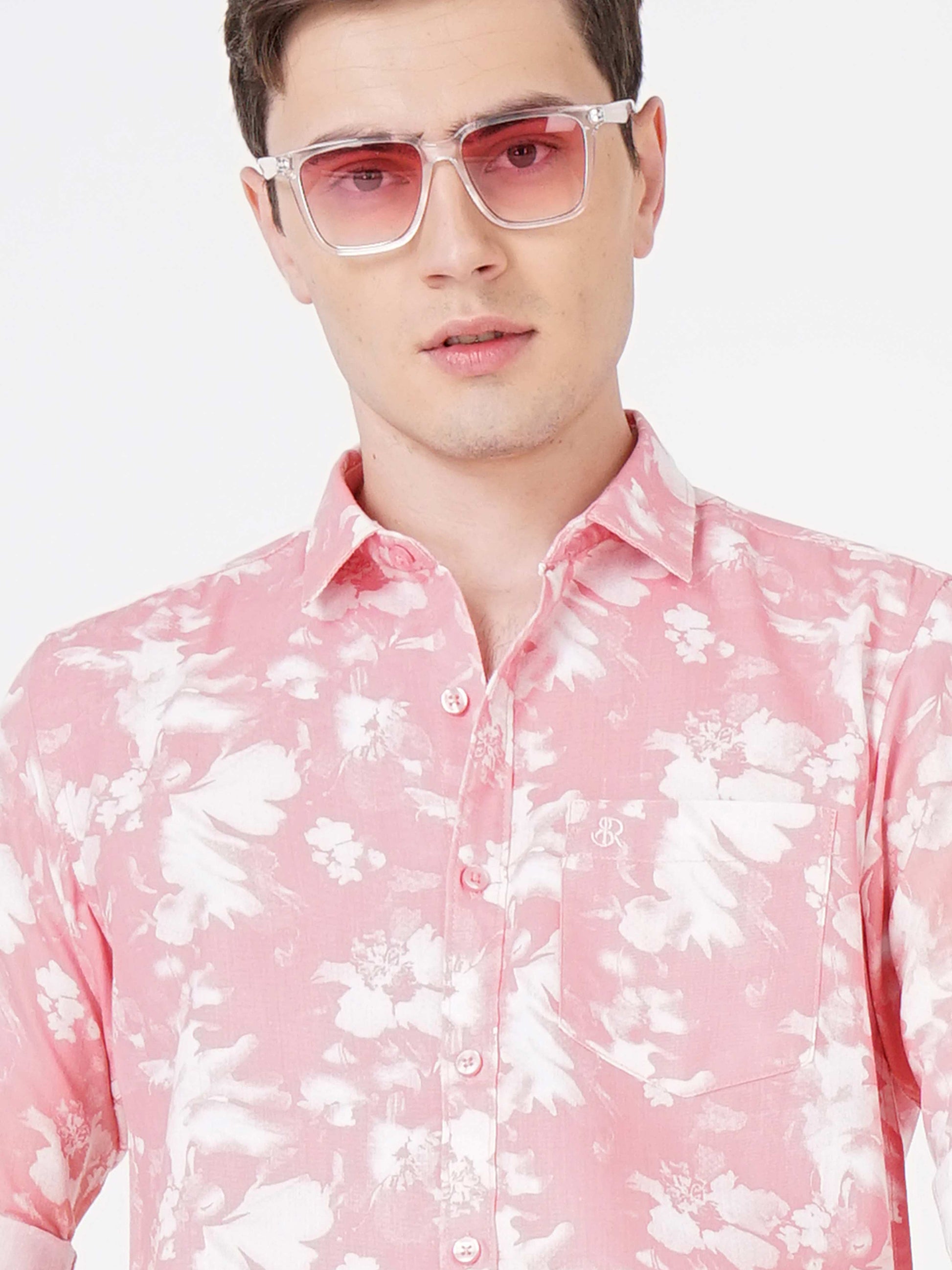 Pink Color Splash Shirt for Men 