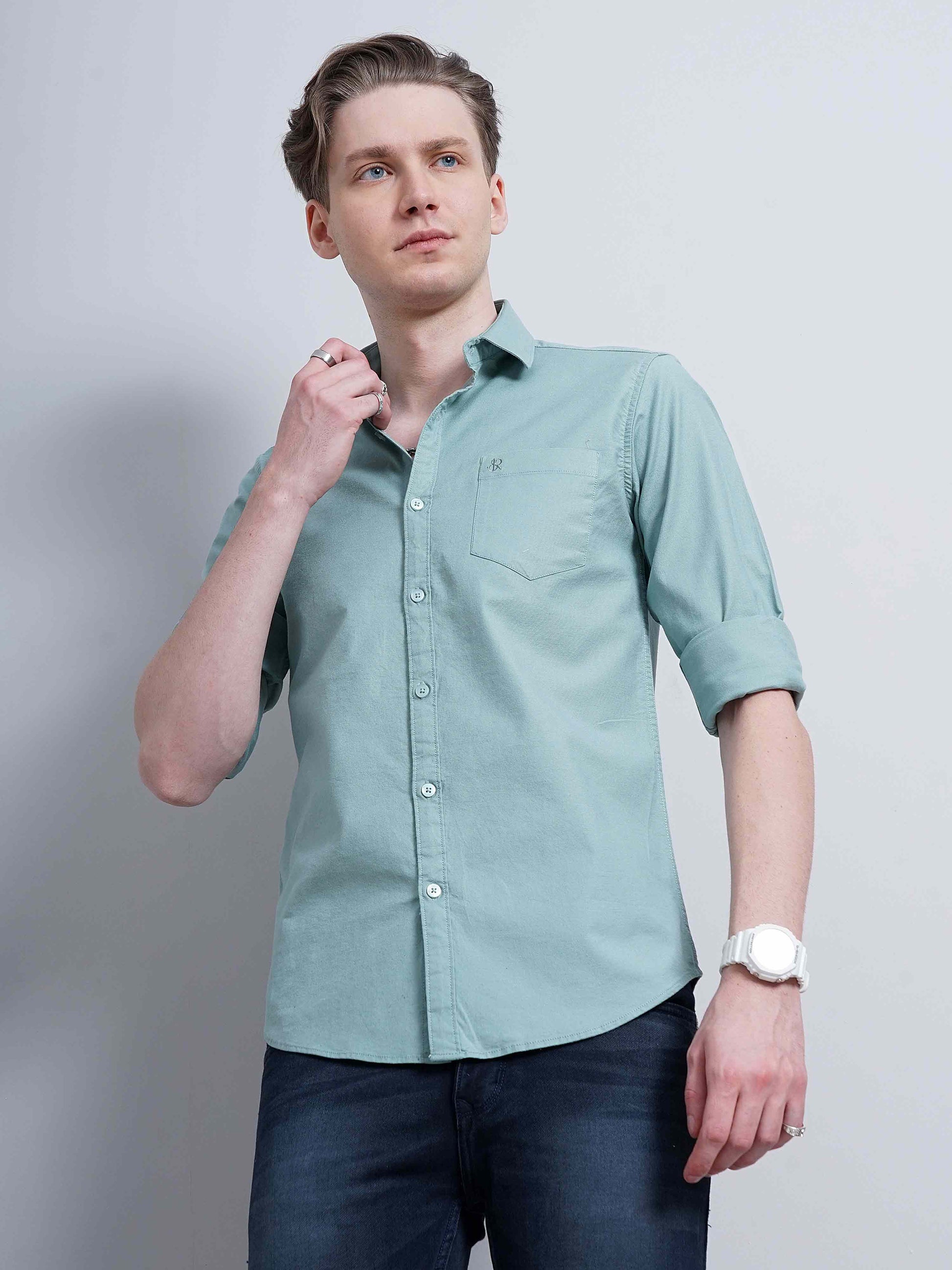 Cloudly Blue Solid Shirt for Men 