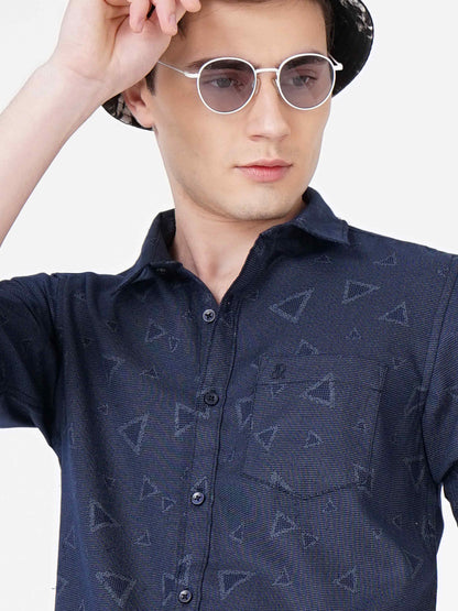 Triangle Printed Navy Shirt for Men 
