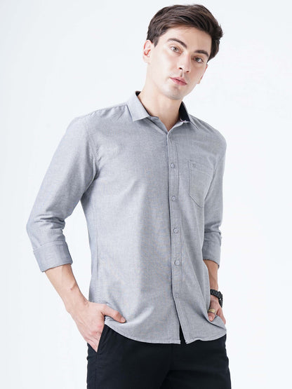 Ash Grey Solid Shirt for Men 