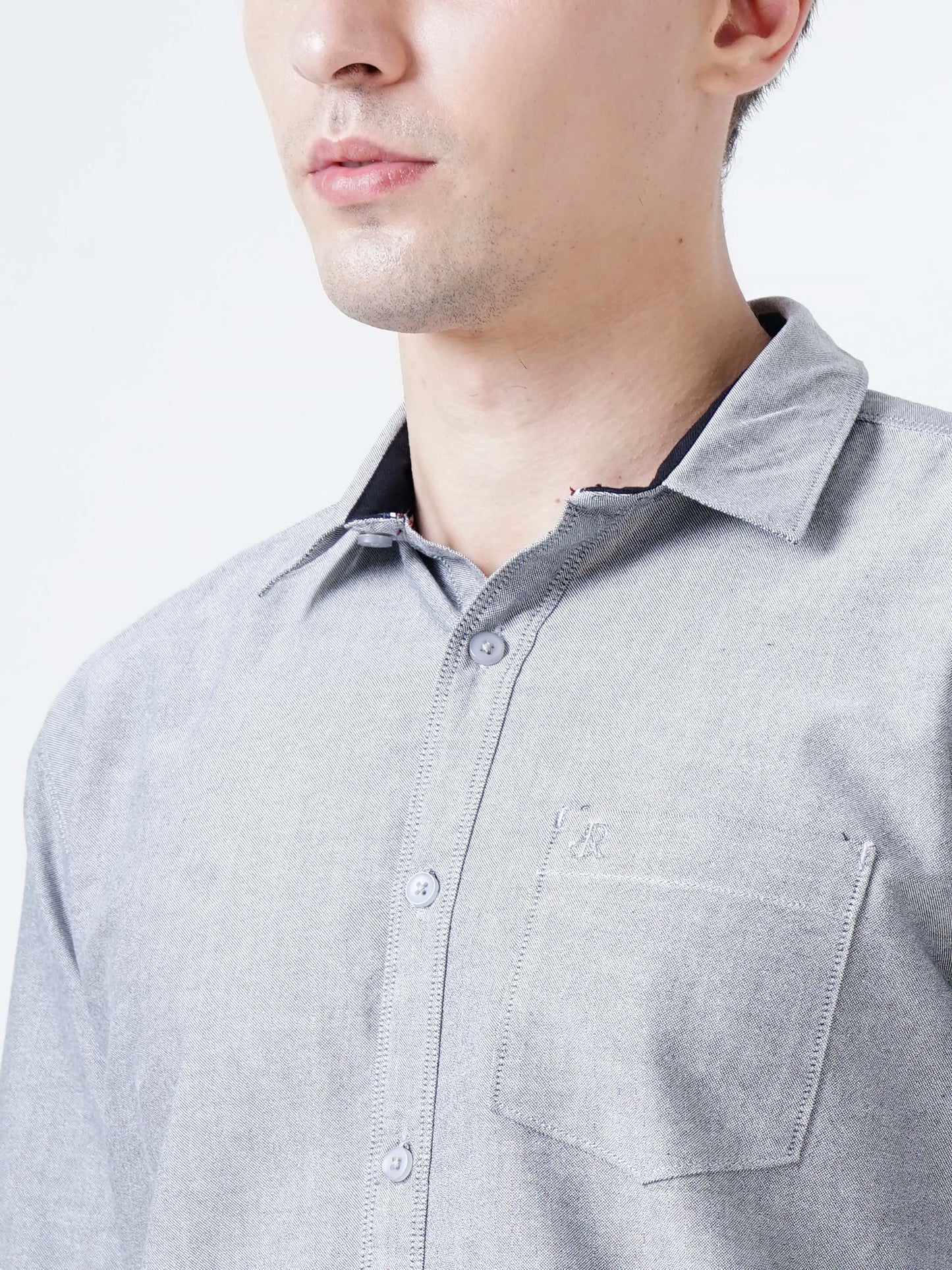 Ash Grey Solid Shirt for Men 