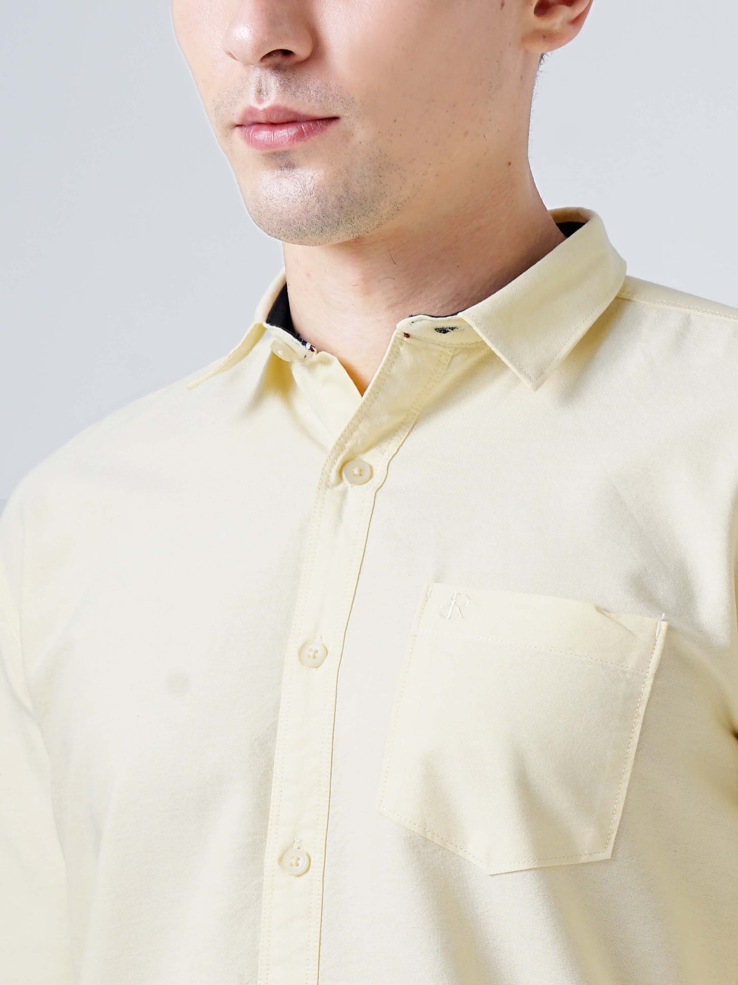 Light Yellow Solid Shirt for Men 