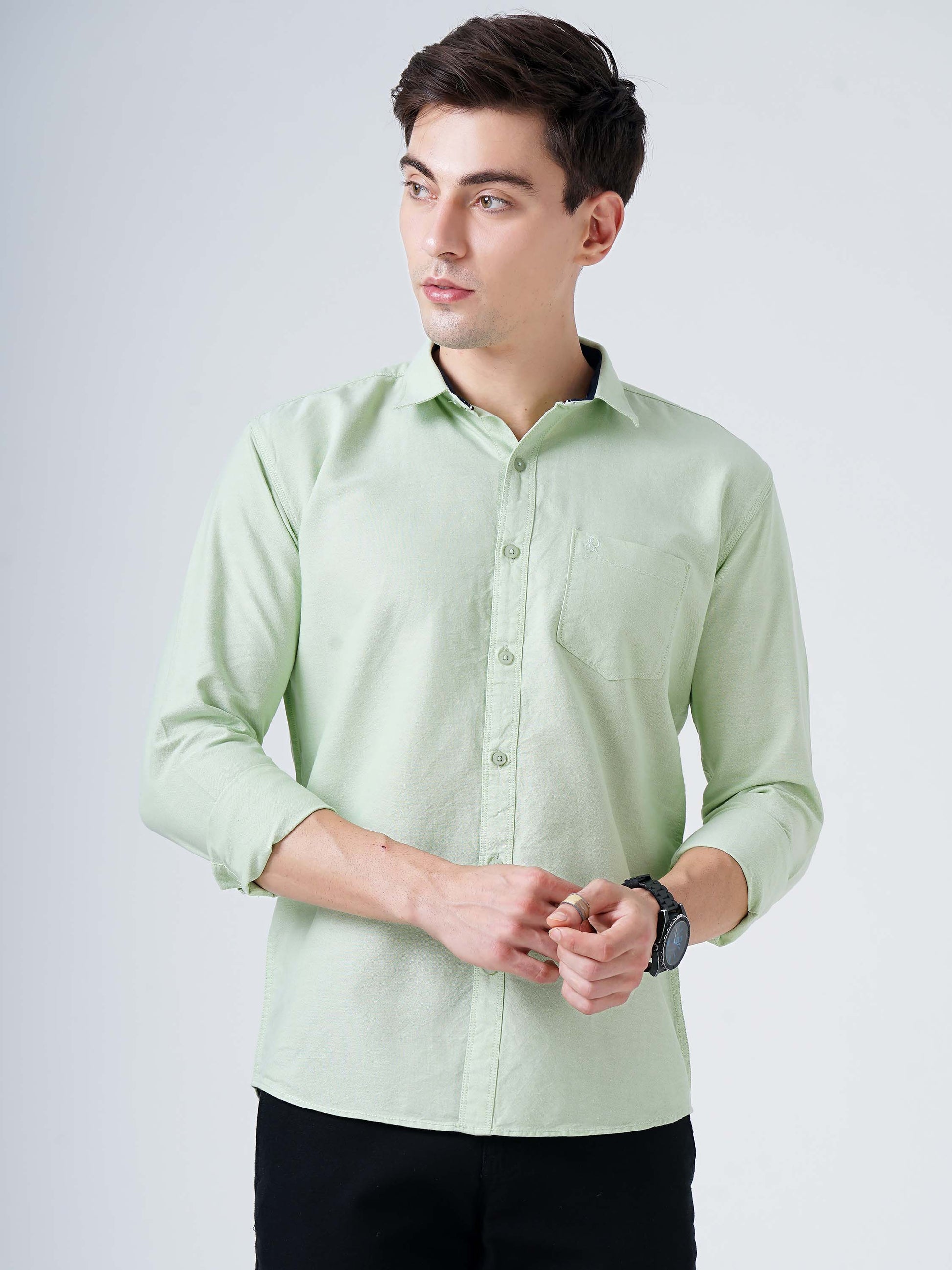 Pastel Green Solid Shirt for Men 