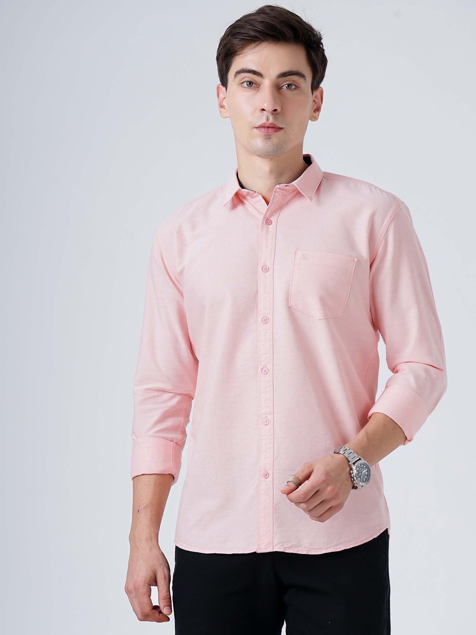 Pink Rose Solid Shirt for Men 