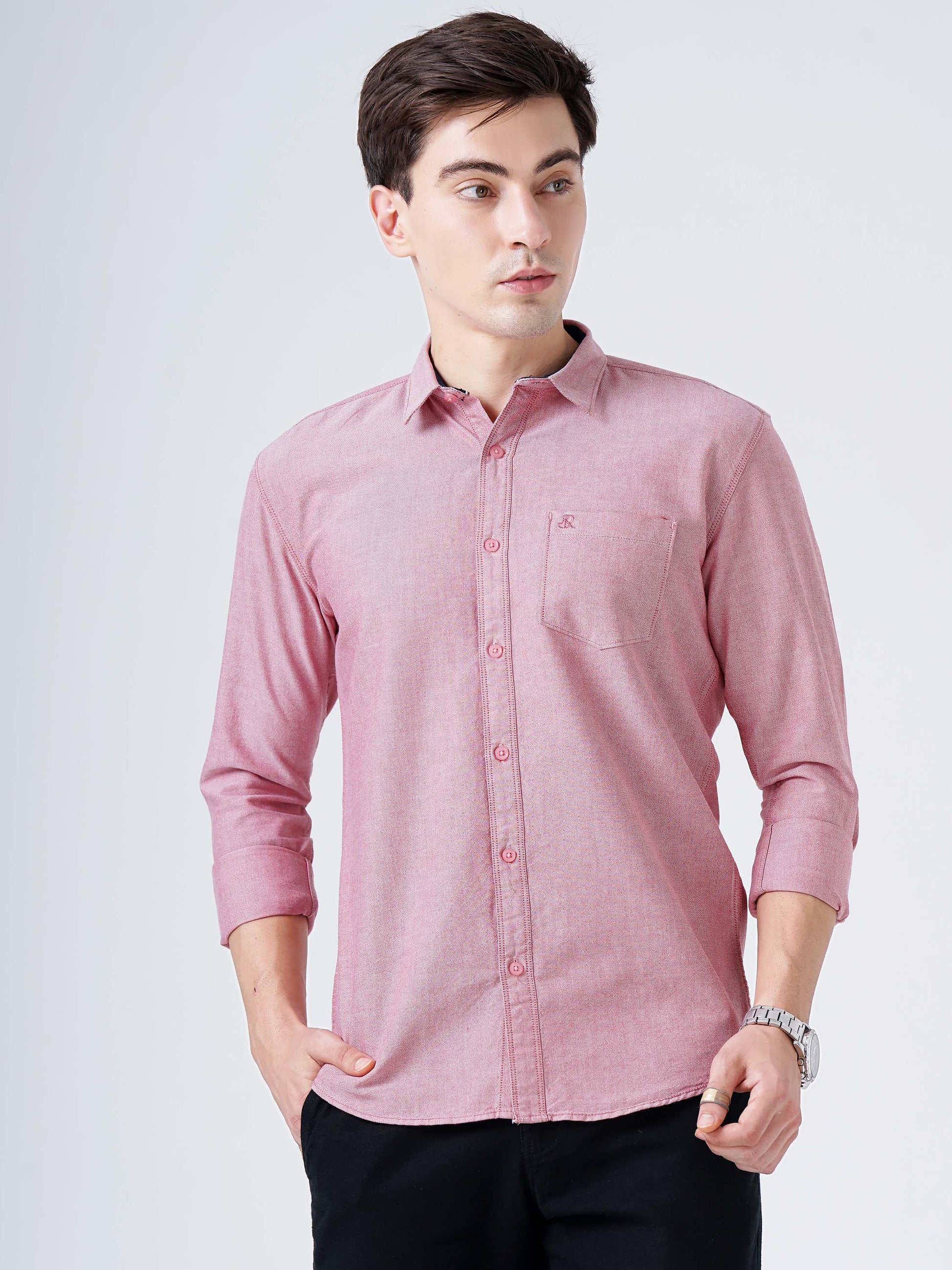 Pink Pearl Solid Shirt for Men 