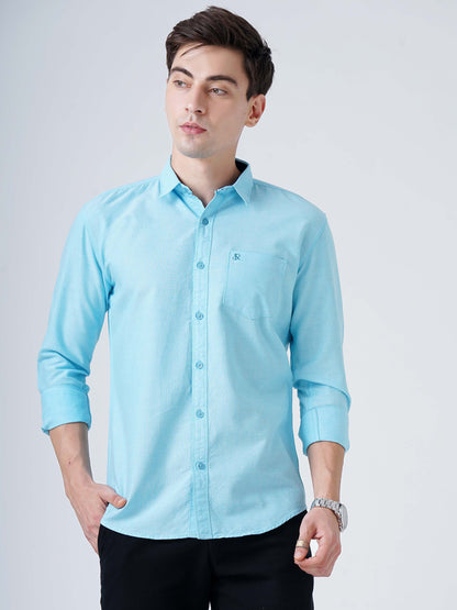 Pale Blue Solid Shirt for Men 