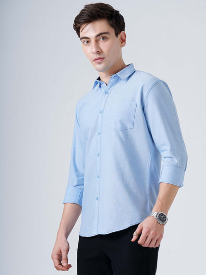 Coral Blue Solid Shirt for Men 