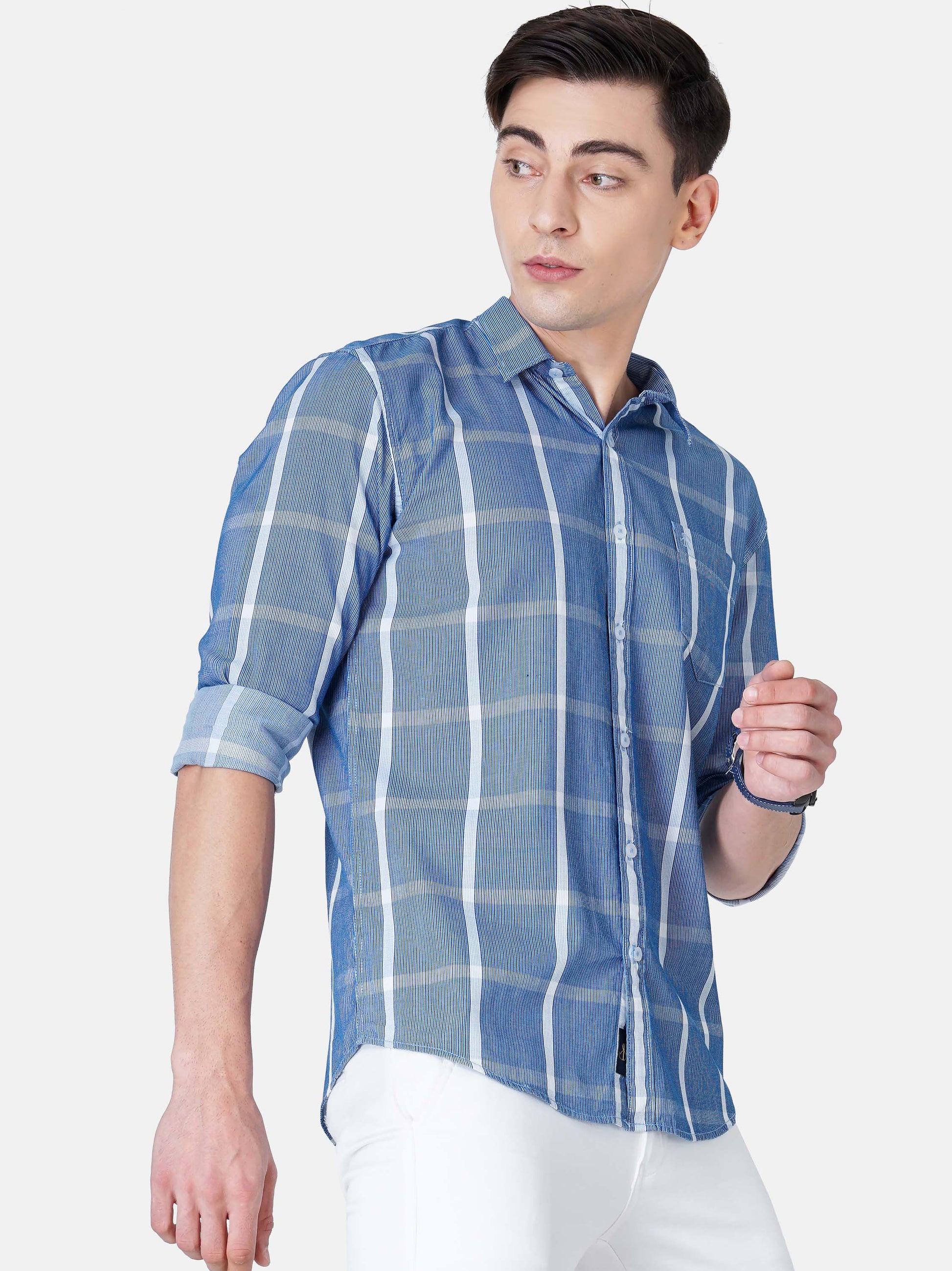 Bluish Grey Checks Shirt