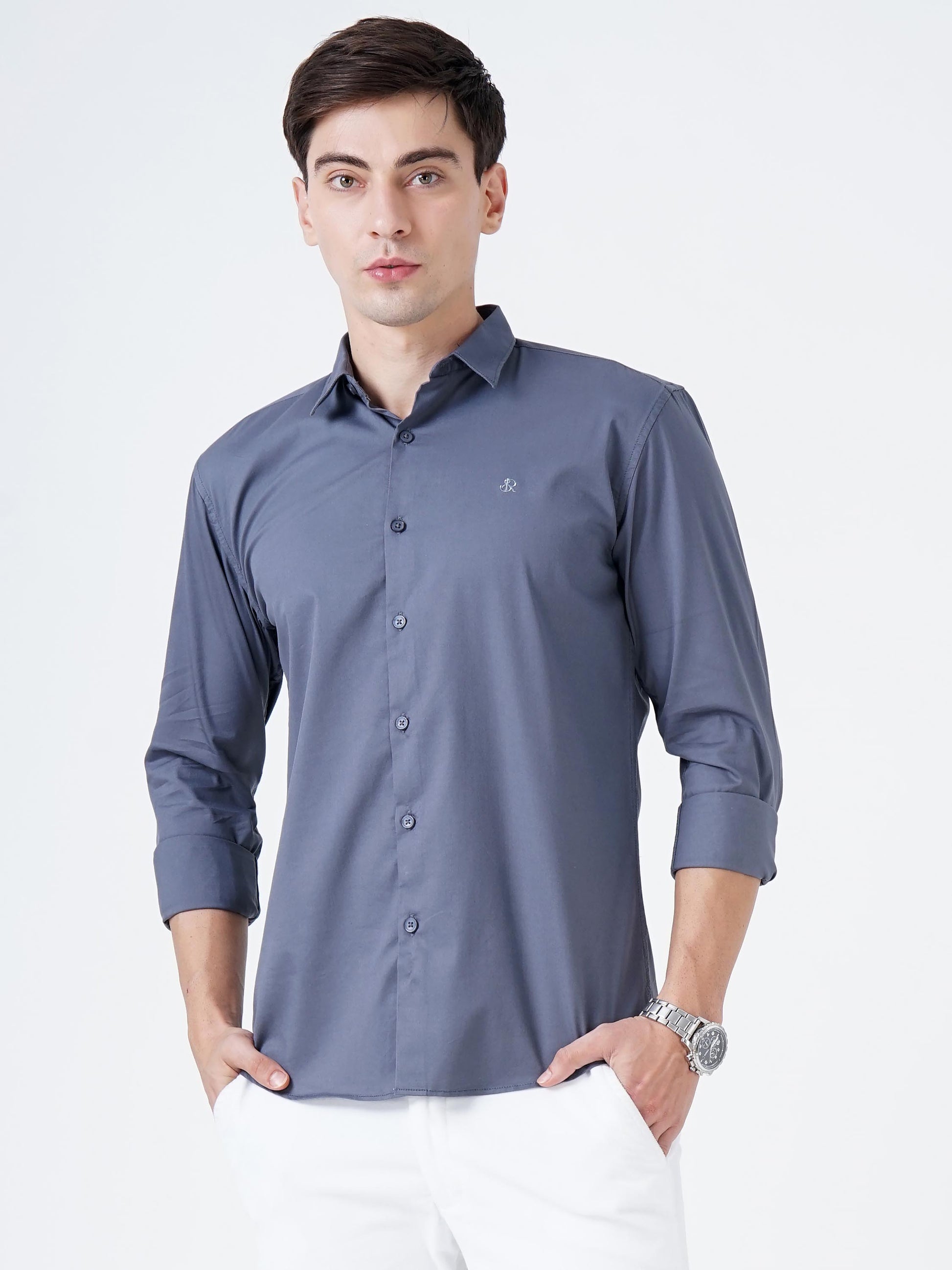 Marble Blue Solid Shirt