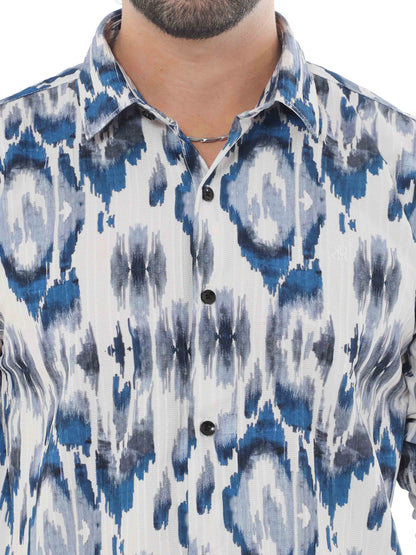 Snake Texture Blue Print Shirt