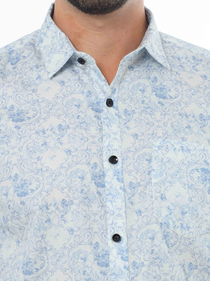 Light Blue Floral Print Shirt