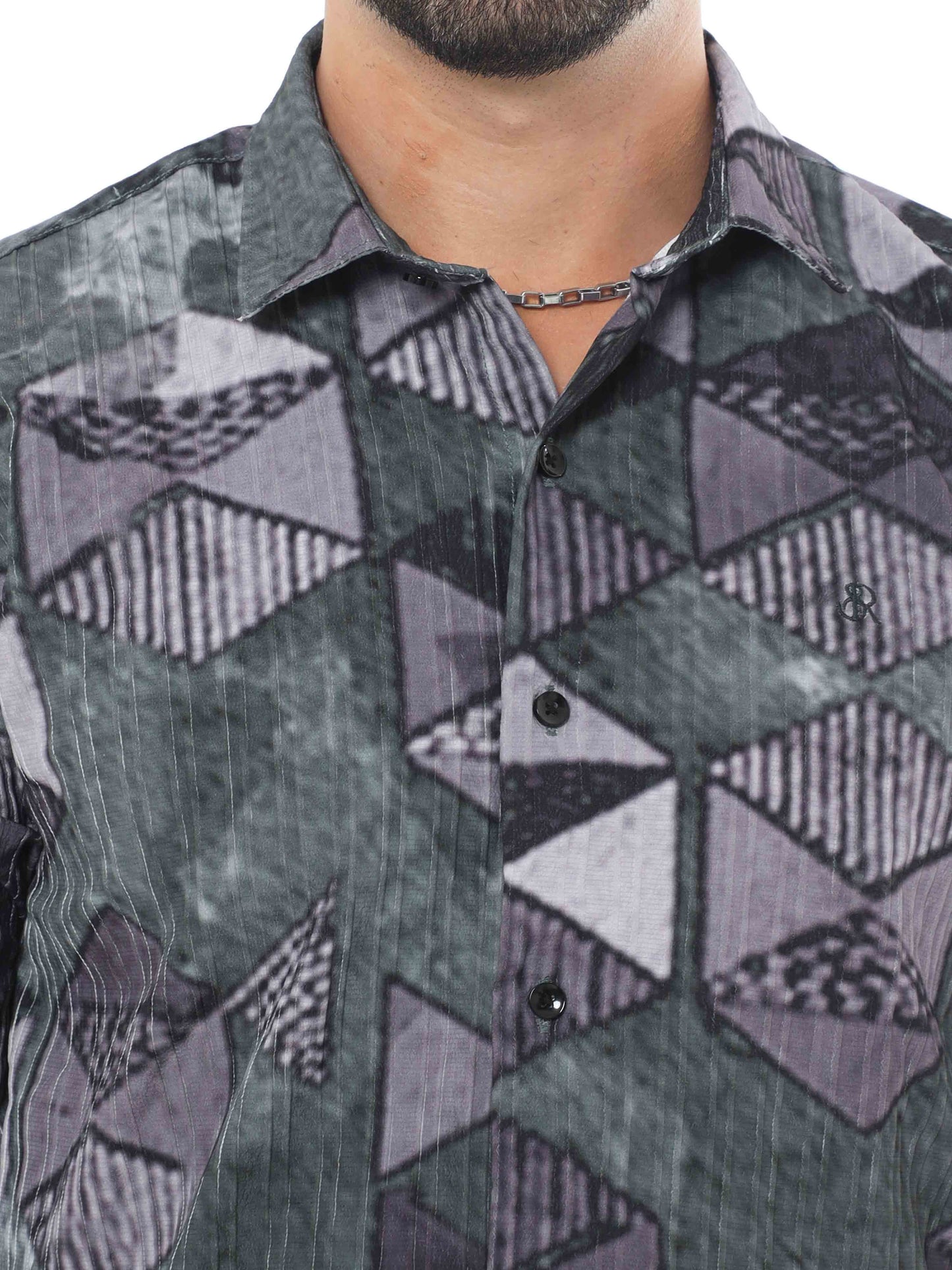Geometric Print Grey Shirt