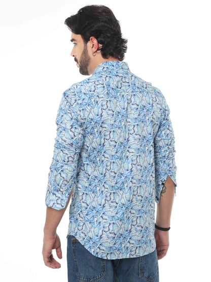 Lemon Design Blue Printed Shirt