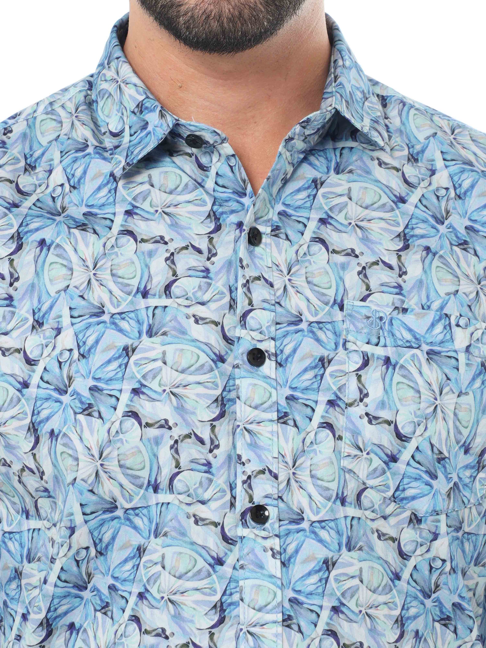 Lemon Design Blue Printed Shirt