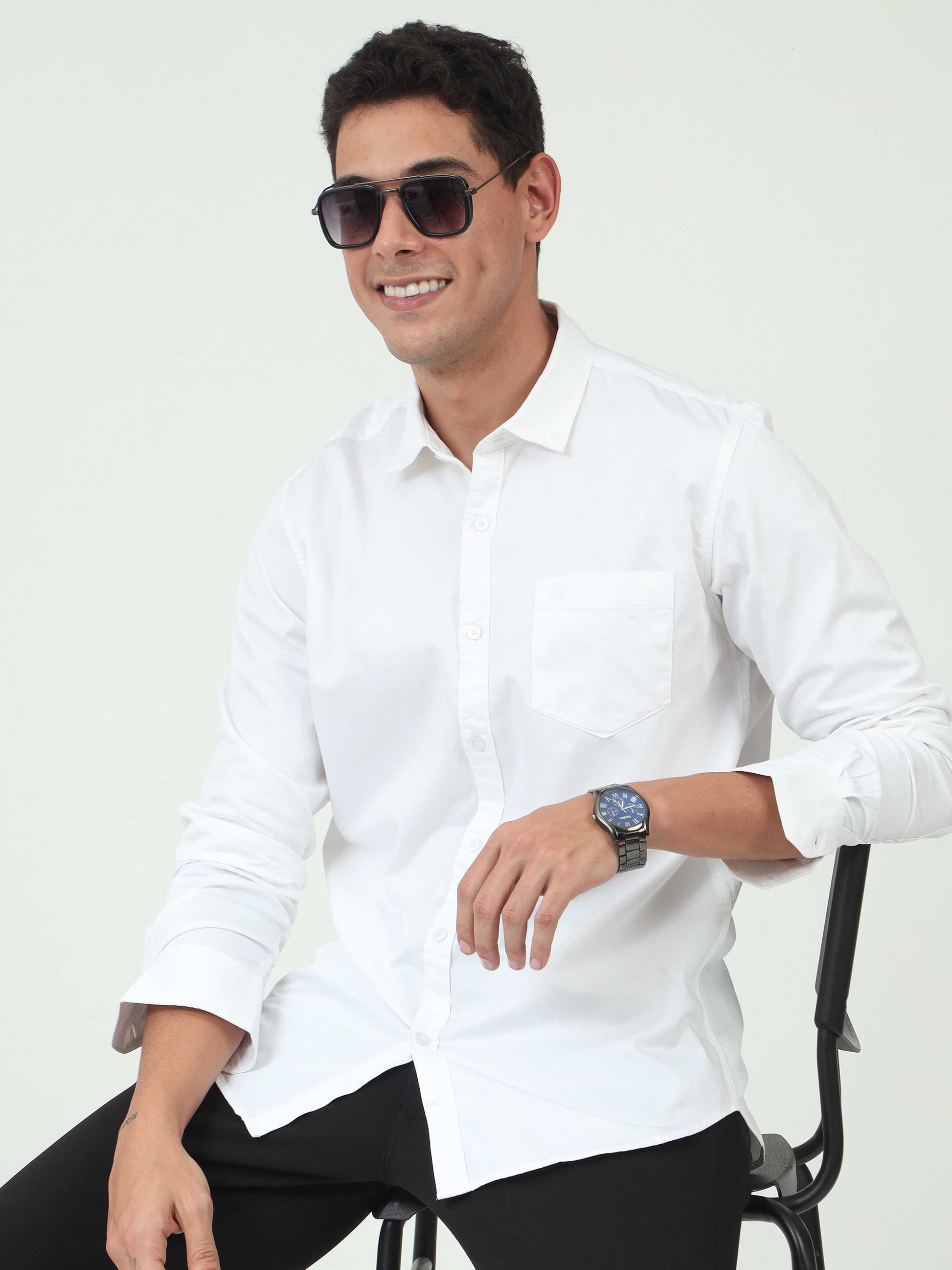 One-tone White Satin shirt for Men 