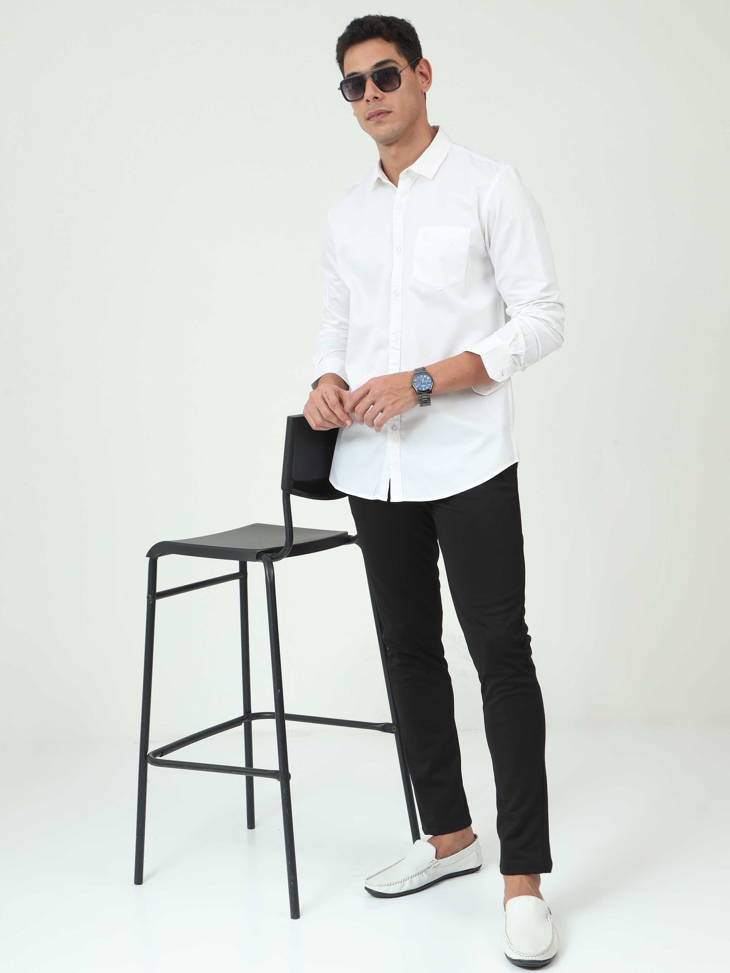 One-tone White Satin shirt for Men 