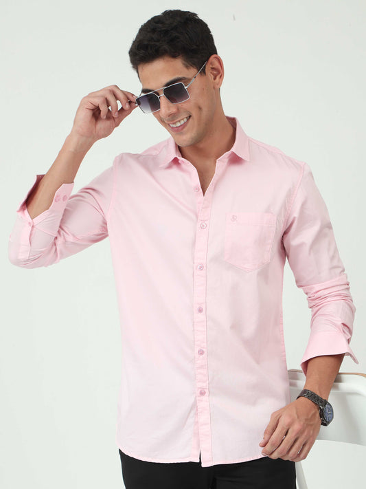 One-tone Light Pink Satin shirt for Men 