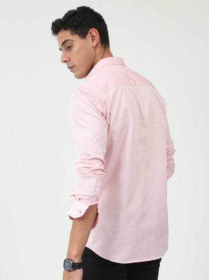 One-tone Light Pink Satin shirt for Men