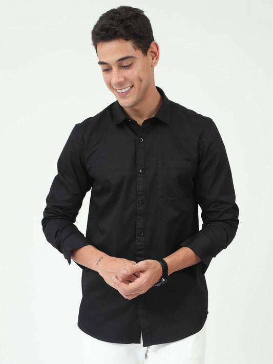 One-tone Black Satin shirt for Men 