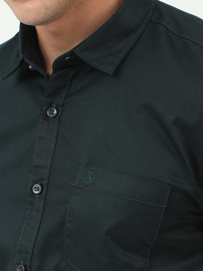 One-tone Dark Green Satin shirt for Men