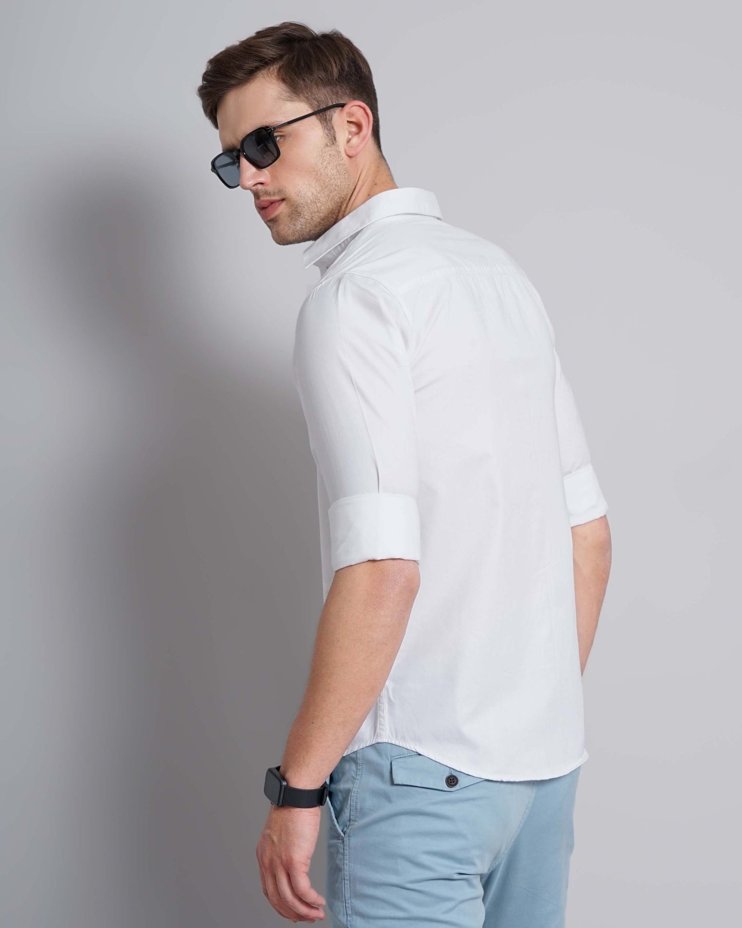 White Solid Double Pocket Shirt