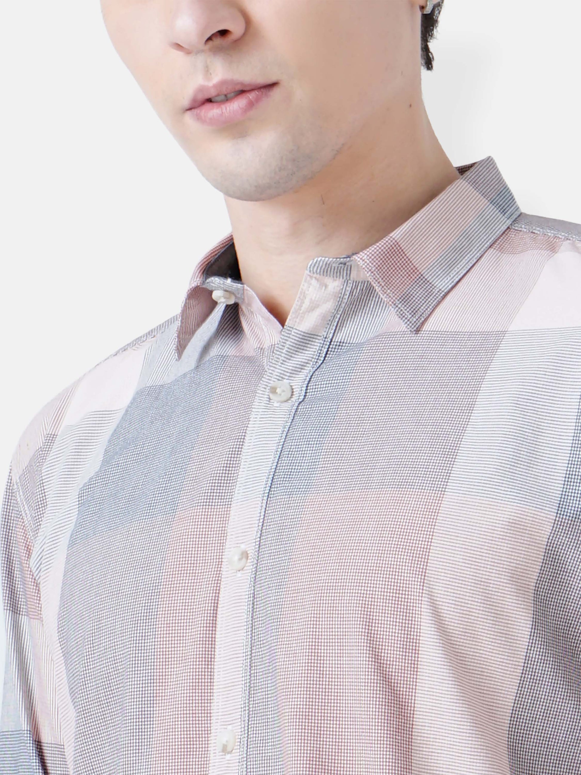 Grey & Pink Checks Shirt