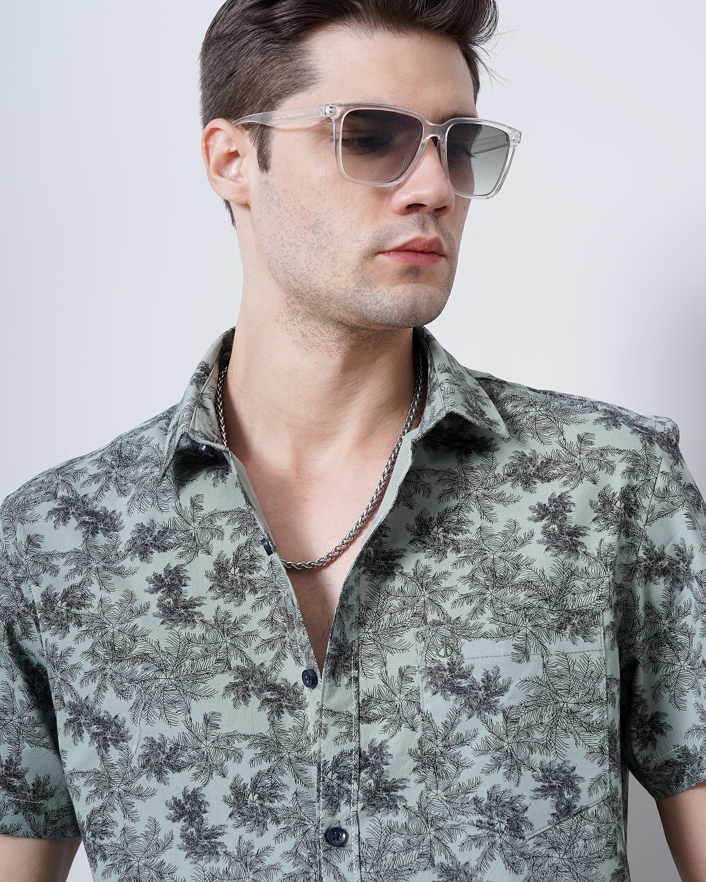 Sprout Green Leaf Print Shirt for Men 