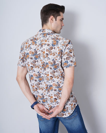 Soft Amber Floral Print Shirt for men 