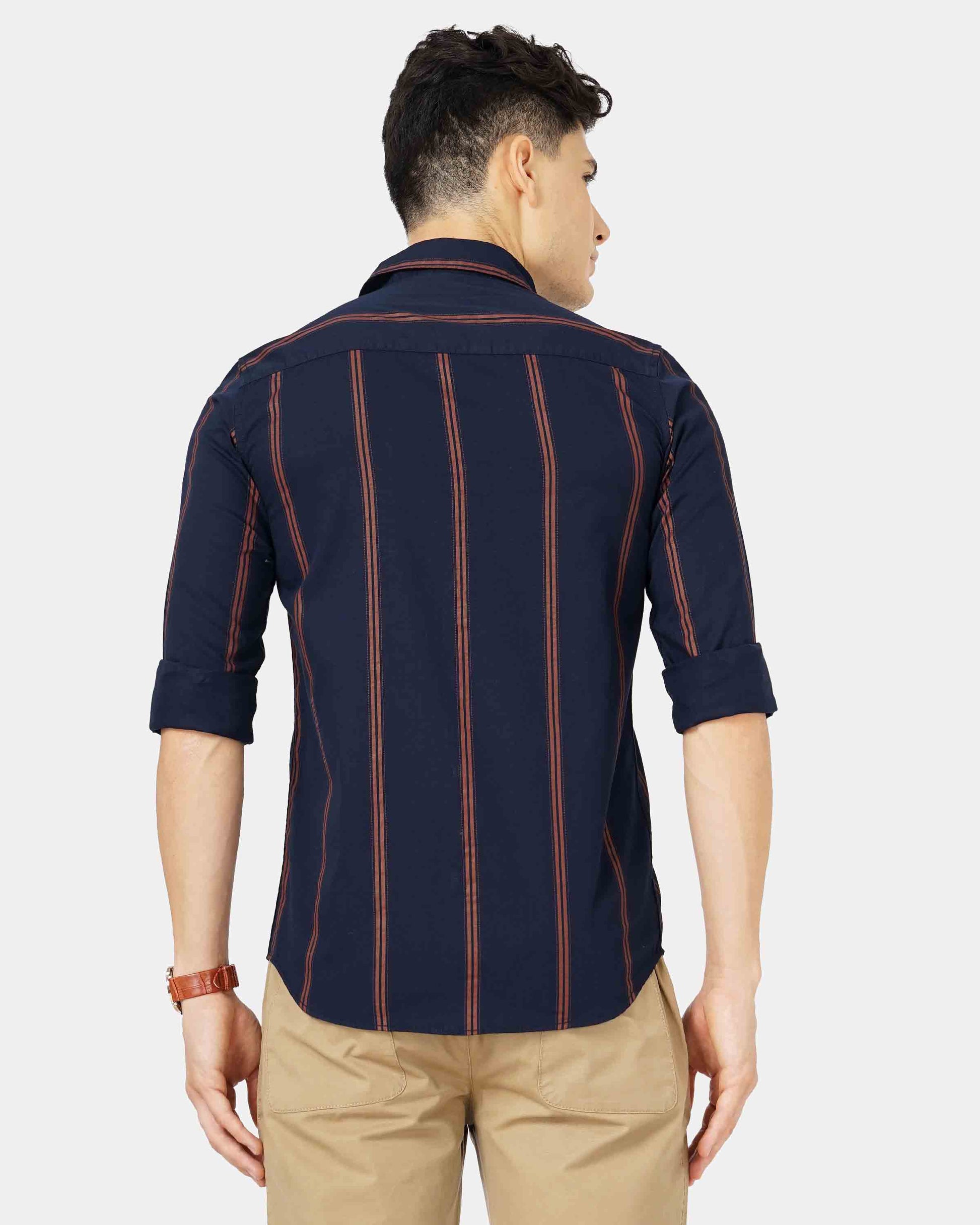 Navy & Peach Stripe Shirt