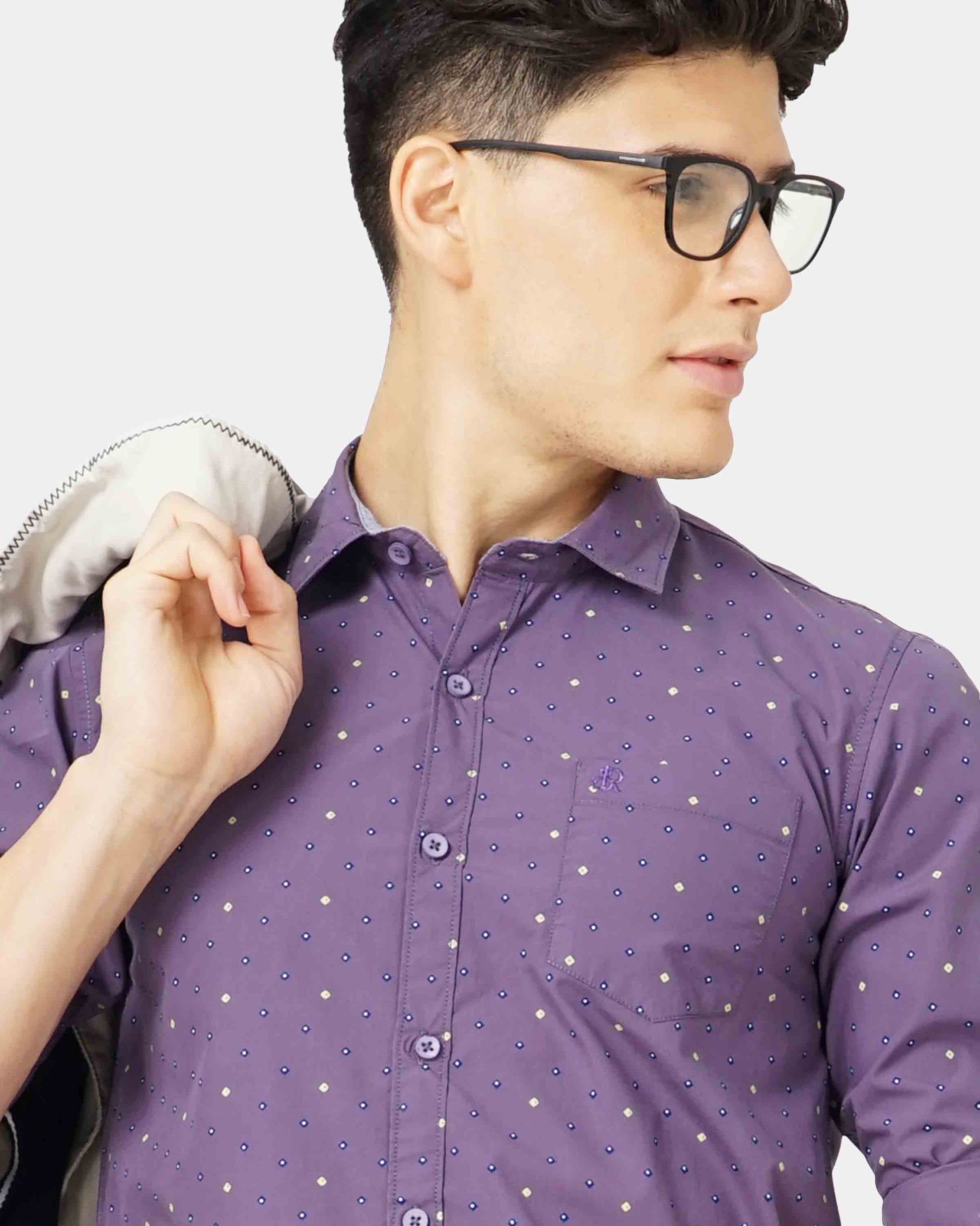 Lavender Polka Dot Printed Shirt