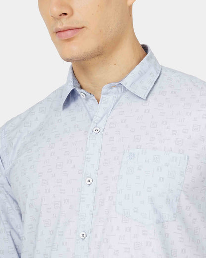 Slate Grey Polka Dot Printed Shirt