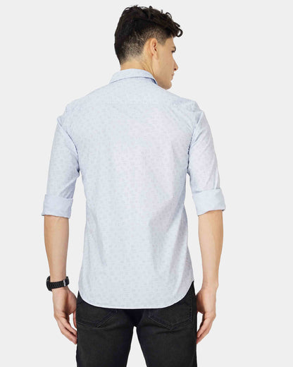 Slate Grey Polka Dot Printed Shirt