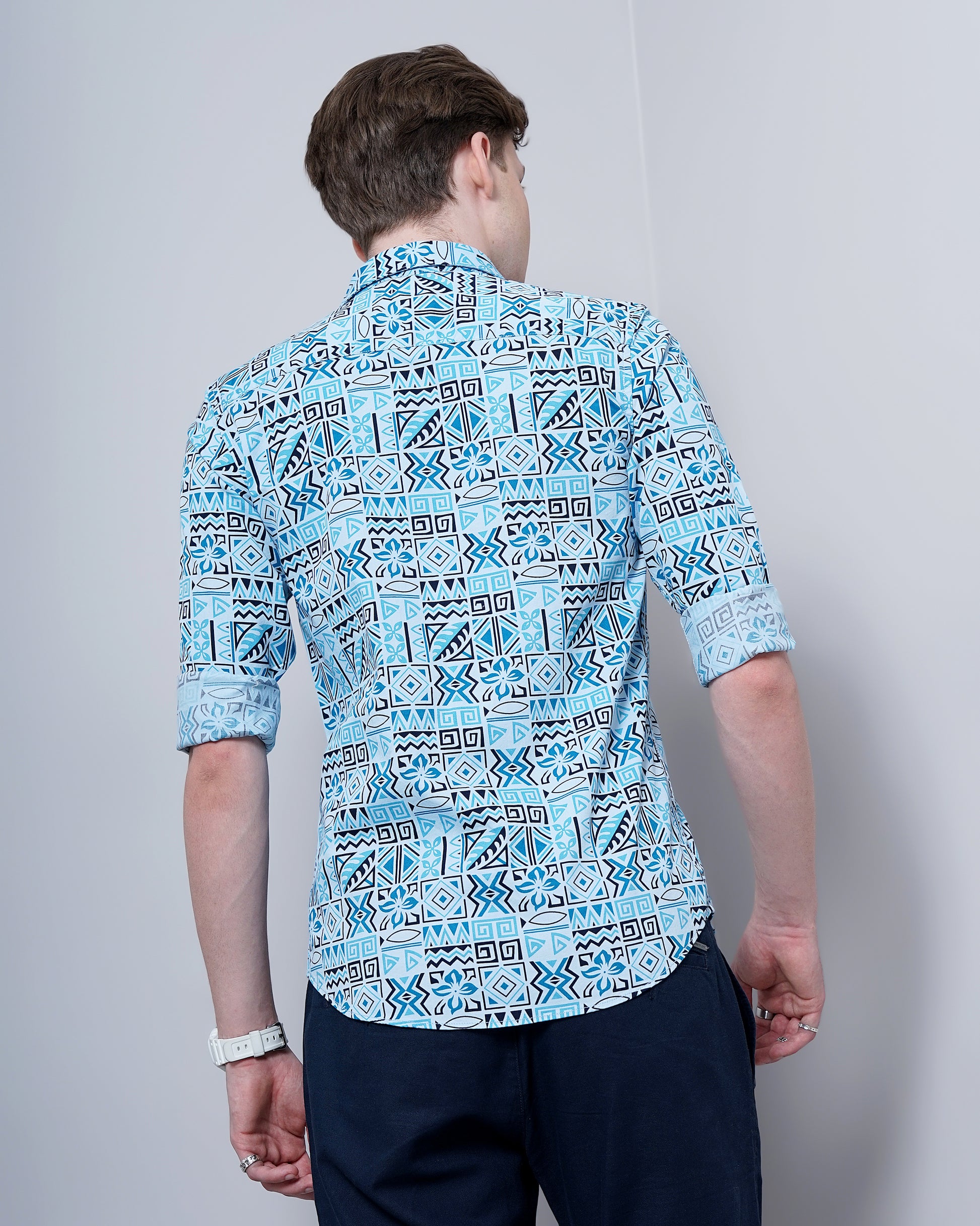 Blue Doodle Printed Shirt for Men 
