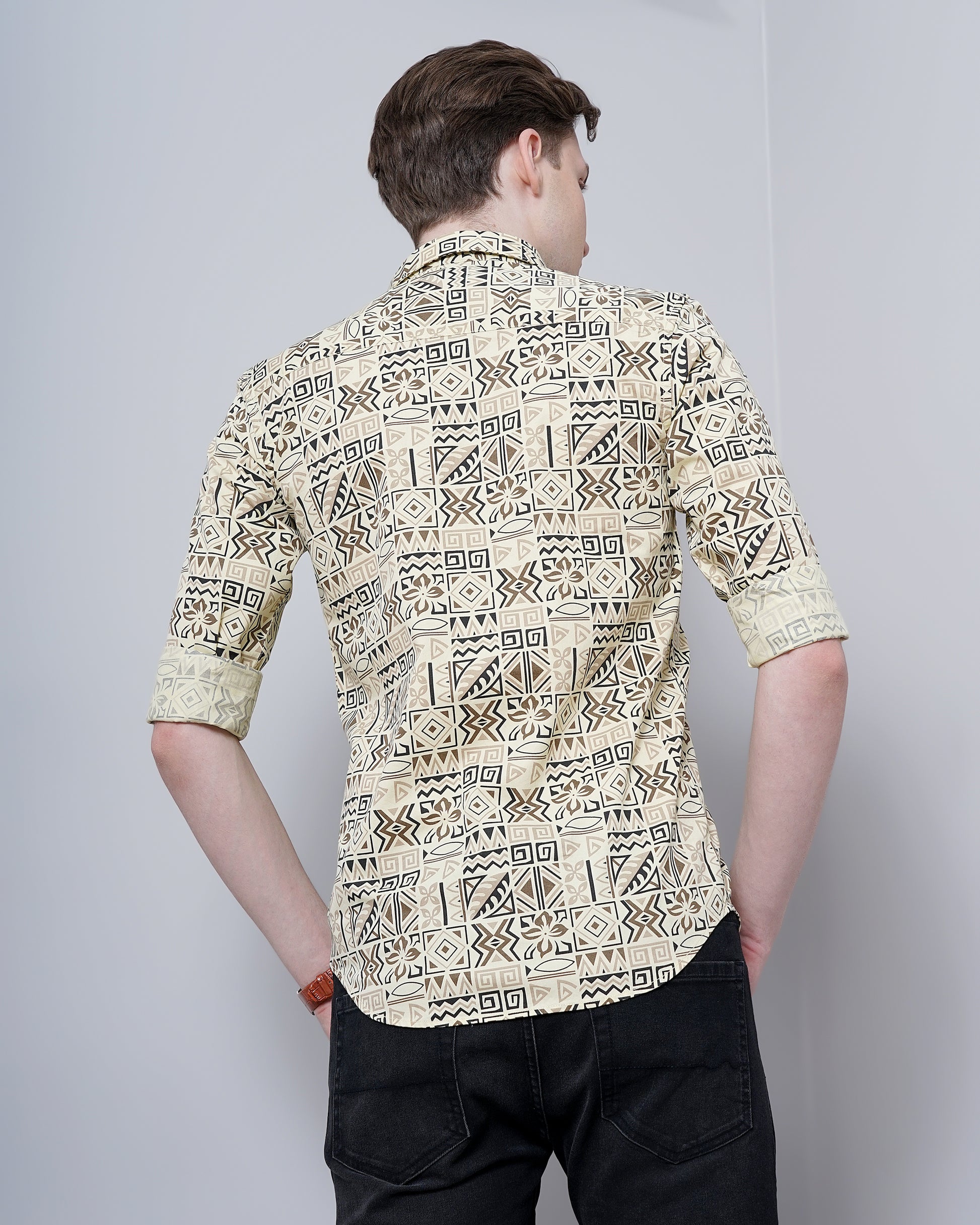 Yellow Doddle Printed Shirt for Men