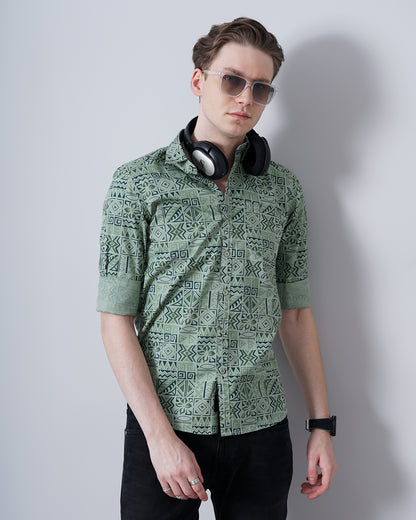 Green Doddle Printed Shirt for Men 