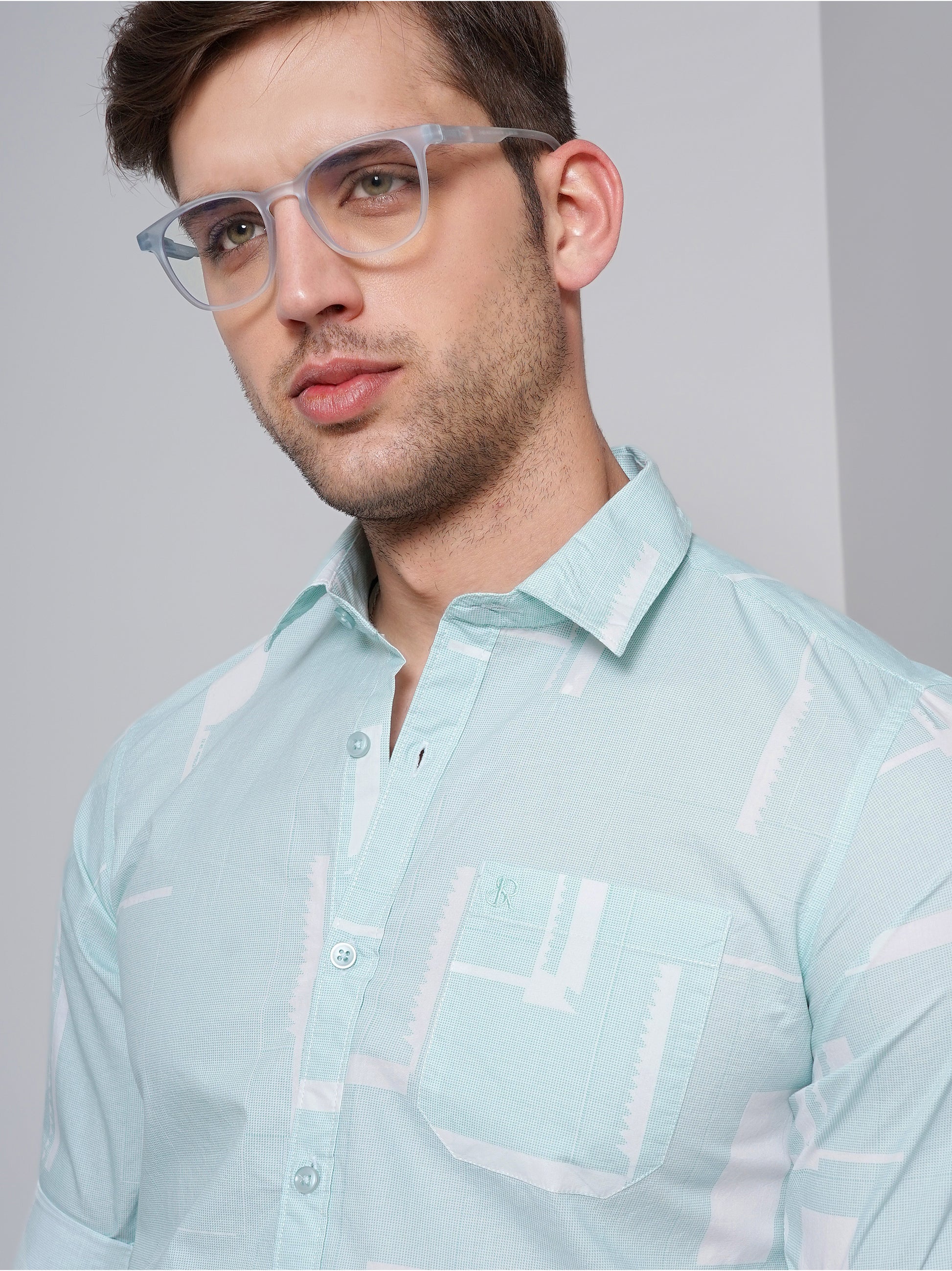 Sea Mist Abstract Printed Shirt for Men 